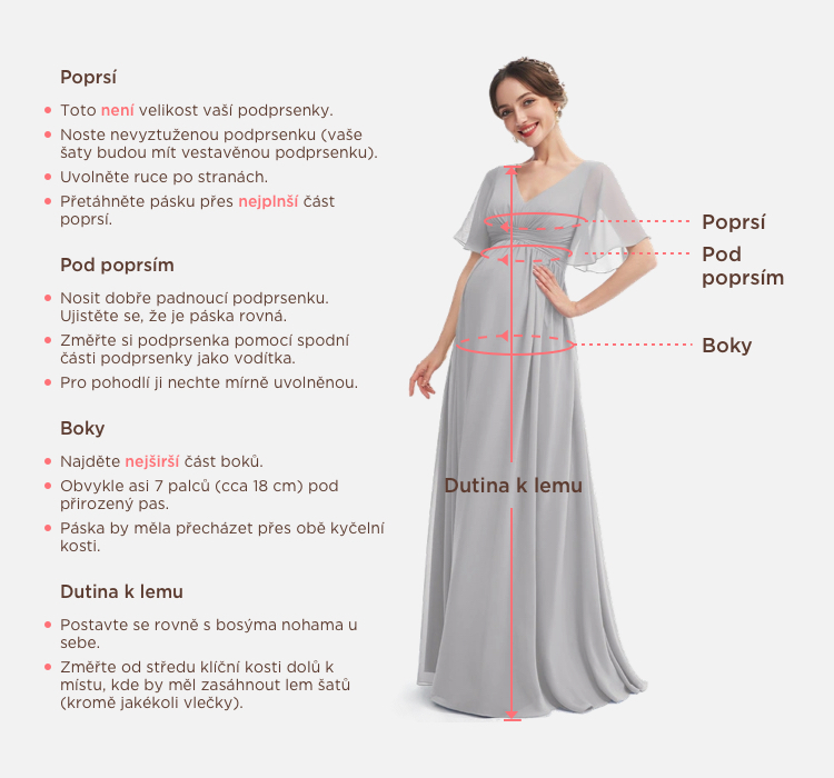 Těhotenské šaty Průvodce měřením 3